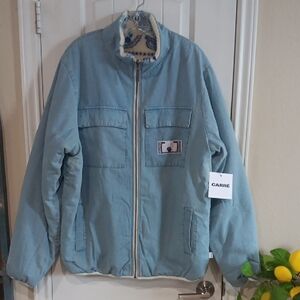 Revolution By CARRE' Reversible Denim To Paisley & Fleur Dis Lis Faux Sherpa